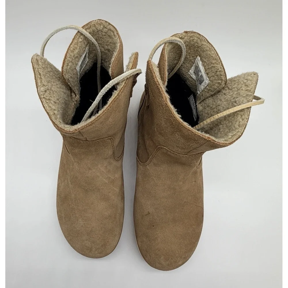 Merrell Snow Boots Women's Size 9 Beige Suede Juno Bluff Polar Ankle Waterproof